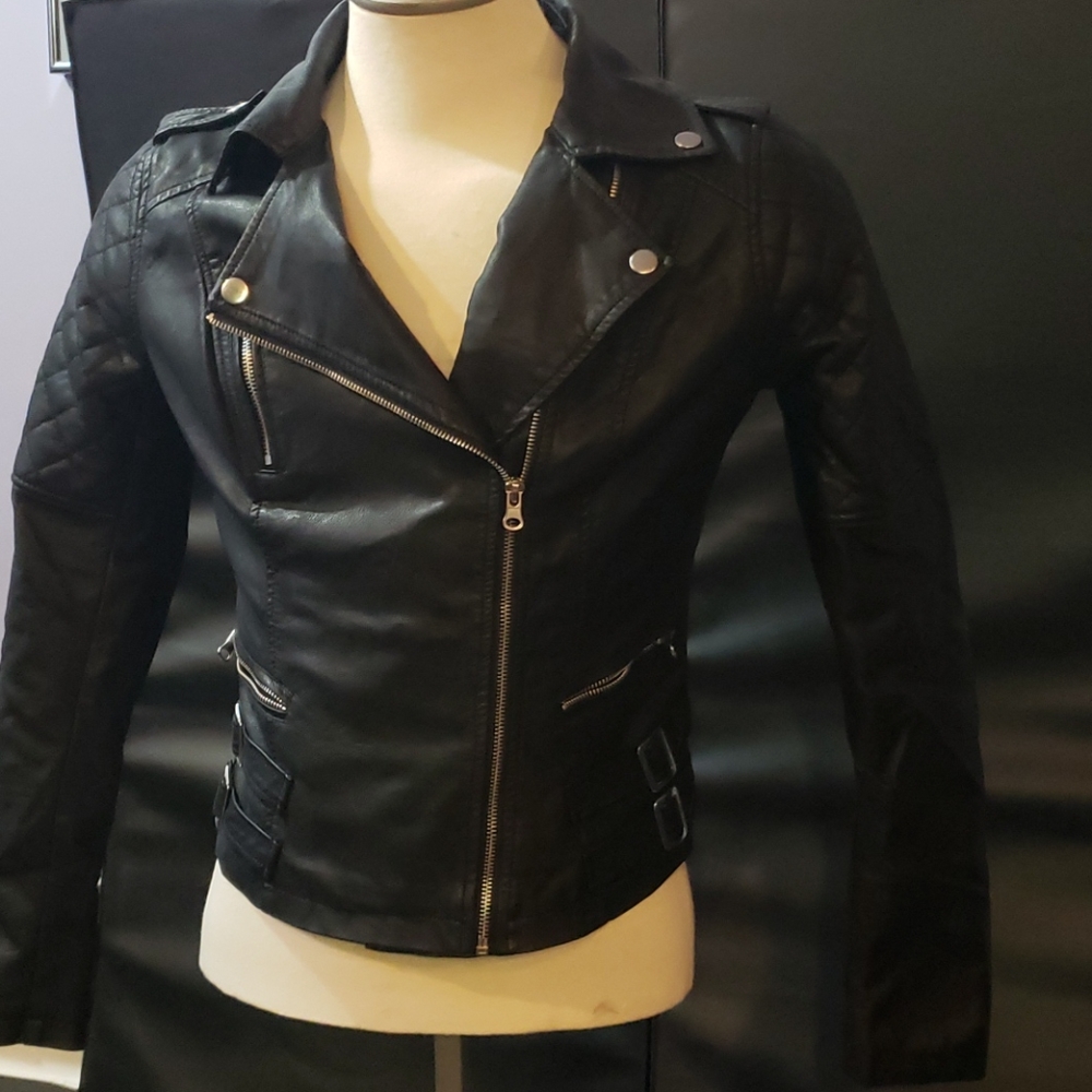 Vegan leather biker jacket